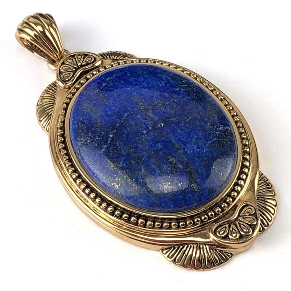 Studio Barse Gold Tone Blue Lapis Lazuli Oval Stone Ring & Pendant Set Thailand - Picture 4 of 6